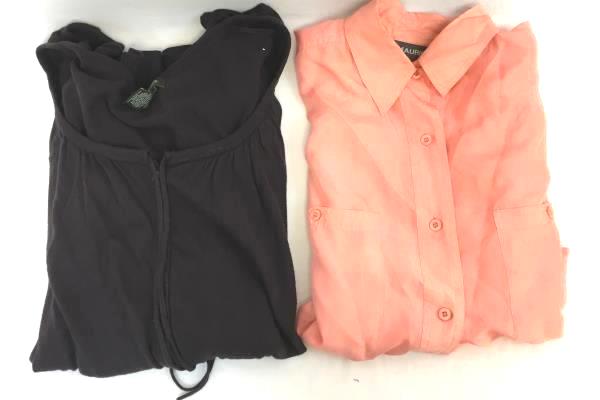 Lot of 2 Button- Up Shirts by Maurices & Eddie Bauer Purple Pink Women's Size M