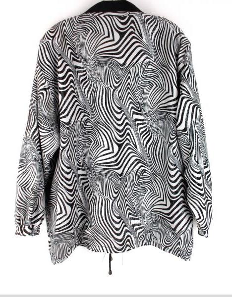Vtg 80's Black / White Zebra Print Stripe Reversible Jacket Women's XL / XXL