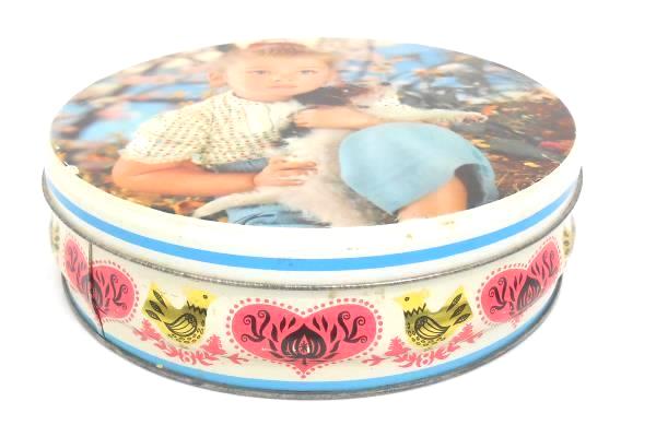Vintage Jacob & Co Biscuits Round Tin Metal Girl with Dog Liverpool, England