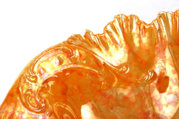 JPF Germany Art Display Bowl With Cupids and Ornate Textured Orange Rim