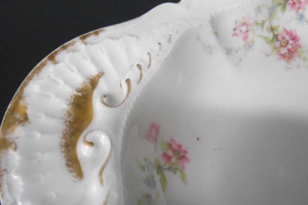 Haviland Limoges Oval Serving Platter 18" w/ Well TH 16 Pink Floral Gold Gilt