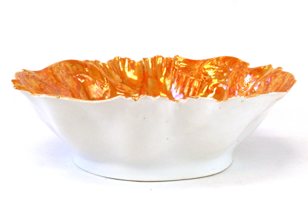 JPF Germany Art Display Bowl With Cupids and Ornate Textured Orange Rim