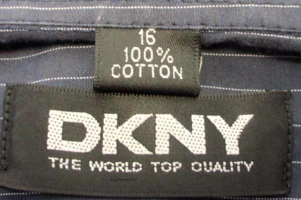 DKNY Men's Dark Blue Pin Striped Dress Shirt 100% Cotton Size 16