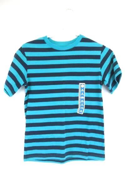 Circo Youth T-Shirt Teal Blue Striped Short Sleeve Tee Kid's Size M (8-10)