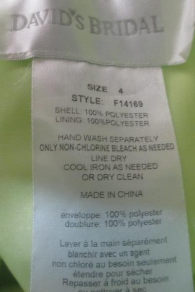 Strapless Dress Davids Bridal Green 100% Polyester Size Women's 4