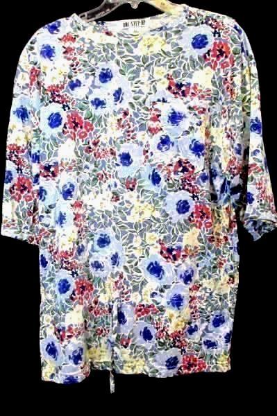 Lot of 2 T-Shirts By Katelyn Rose Blue White Floral Drawstring Women's Size L
