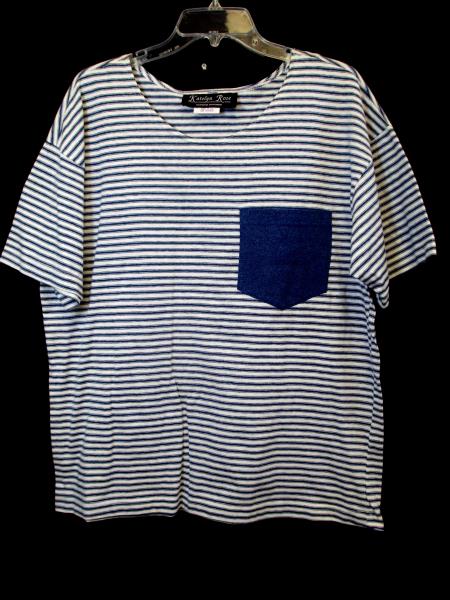 Lot of 2 T-Shirts By Katelyn Rose Blue White Floral Drawstring Women's Size L