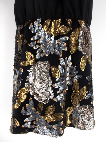 ADELYN RAE Black w/ Gold Sequin LBD Racer Back Party Cocktail Dress ~ SMALL