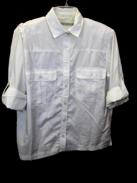 Button Up Blouse by Joan Harper II- Glossy White Woman's Size 36/16W