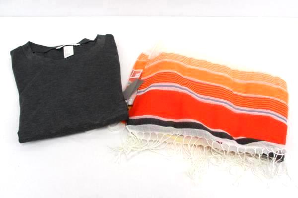 Lot of 2 Gray Short Sleeve Bodycon H&M Dress M JCP One Size Striped Scarf