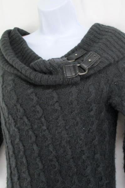 JJ Basics Women's Cowl Neck Sweater 3/4 Sleeve Gray Thick Knit Size Medium