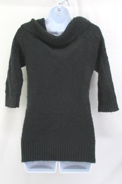 JJ Basics Women's Cowl Neck Sweater 3/4 Sleeve Gray Thick Knit Size Medium