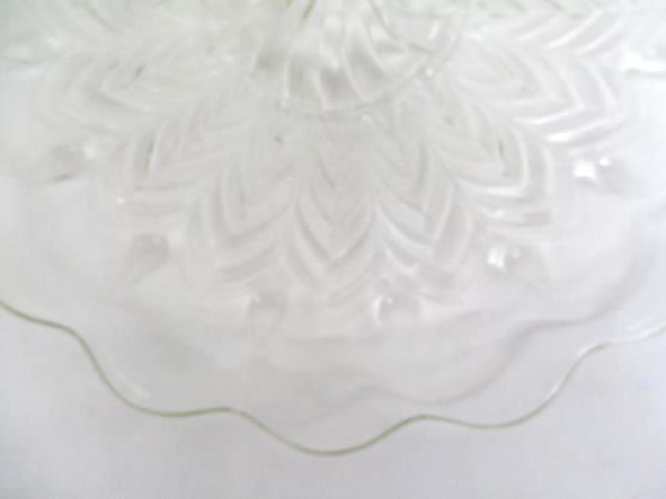 Glass Serving Tray Center Handle H'orderves Ring Scalloped Clear