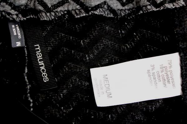 Women's Maurices Grey Black Elastic Waist Leggings Pants Size M