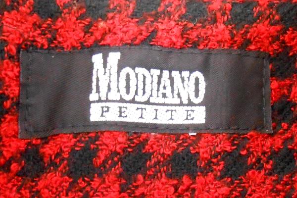Women's Modiano Petite Red Black Herringbone Pattern Zip Up Jacket Coat