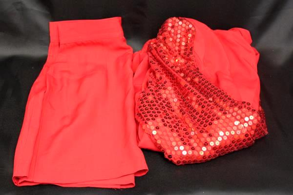 Women's I.O.U Red Vintage Business 2 Piece Sequin Blazer & Skirt Size 7-8