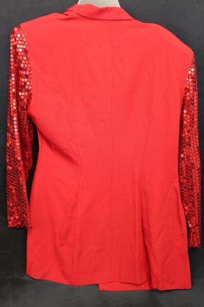 Women's I.O.U Red Vintage Business 2 Piece Sequin Blazer & Skirt Size 7-8