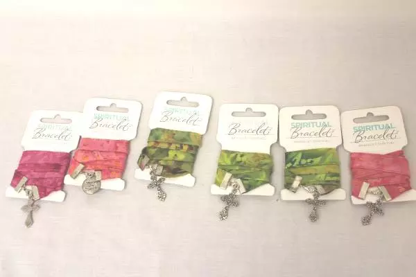 Lot of 19 Spiritual Bracelets Green Pink Orange