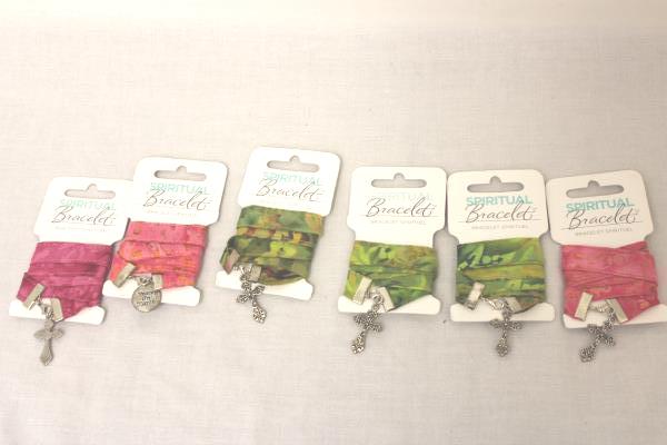 Lot of 19 Spiritual Bracelets Green Pink Orange