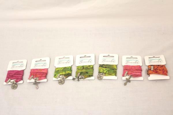 Lot of 19 Spiritual Bracelets Green Pink Orange