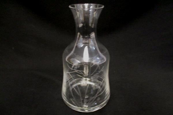Fluted Vase Clear Glass Etched Floral 7 In Tall