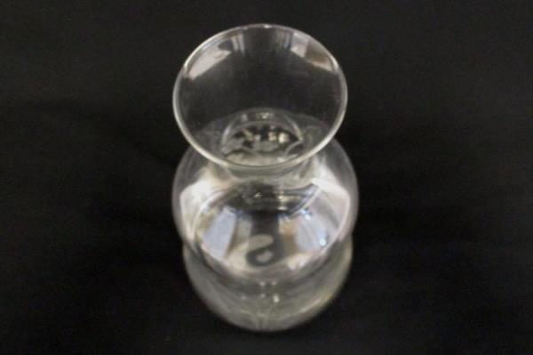 Fluted Vase Clear Glass Etched Floral 7 In Tall