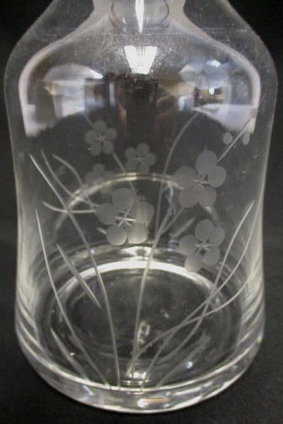 Fluted Vase Clear Glass Etched Floral 7 In Tall