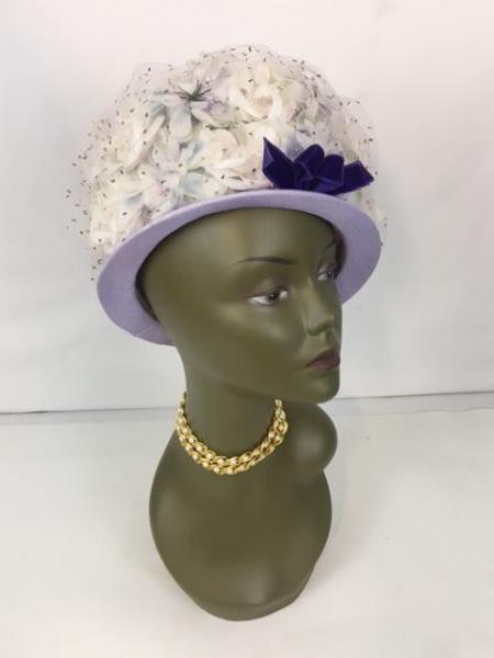 Dazzling Authentic Vintage Le Charmé Creations Lilac Flowered Hat