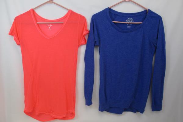 Lot of 2 Women's Juniors Size Small Long & Short Sleeve Shirts Curfew & SO
