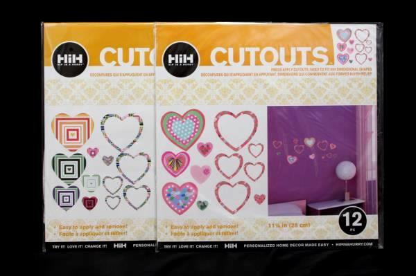 Lot of 2 Hip In A Hurry Heart Shaped Cutouts Twelve (12) 11 1/4 In Pieces