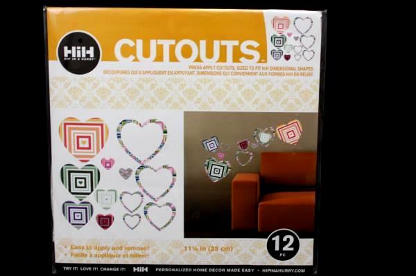 Lot of 2 Hip In A Hurry Heart Shaped Cutouts Twelve (12) 11 1/4 In Pieces