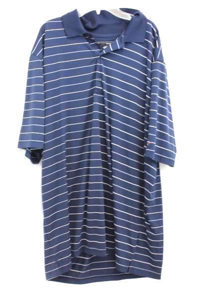 Greg Norman Athletic Shirt Polo Blue w/ White Stripes Men's Size XL
