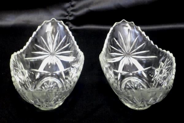 Lot of 2 Oval Shaped Cut Glass Bowls
