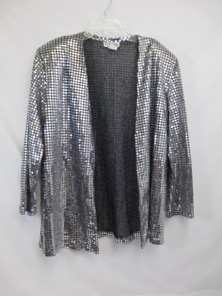 Korrigan Women's Silver Beaded Jacket Size Small #561 ~Made w/ Polyester Knit