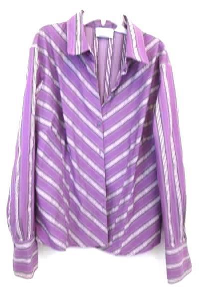 Worthington Stretch Women's Button Down Purple Striped Size 18