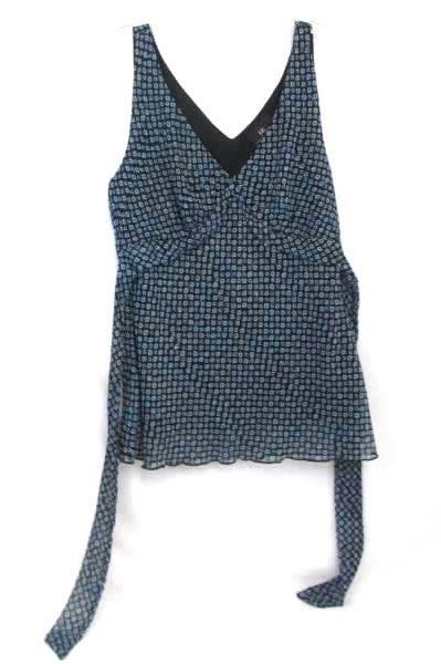 Womens Tank Top w/ Back Tie By IZ Byer Black Blue 100% Polyester Size Large