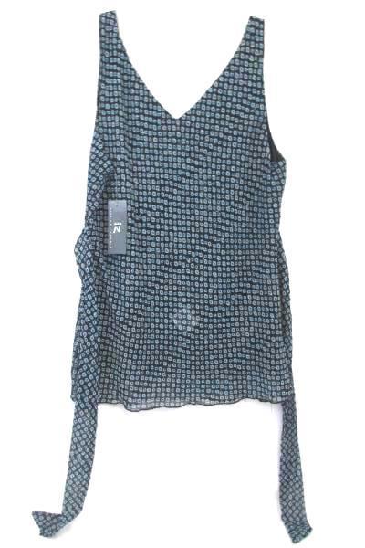 Womens Tank Top w/ Back Tie By IZ Byer Black Blue 100% Polyester Size Large