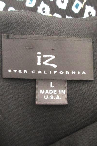 Womens Tank Top w/ Back Tie By IZ Byer Black Blue 100% Polyester Size Large