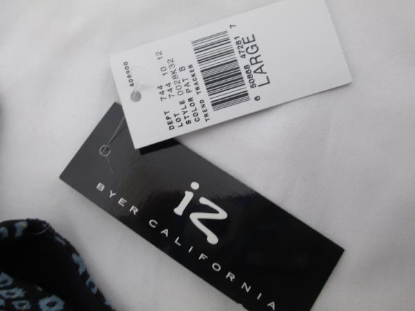 Womens Tank Top w/ Back Tie By IZ Byer Black Blue 100% Polyester Size Large
