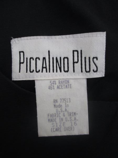 Womens Dress By Piccalino Plus Solid Black Zip up 54%Rayon Size 16