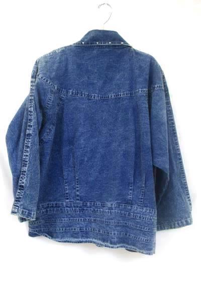 Jean Jacket by Unknown beaded Floral Faded Blue Women's Size M