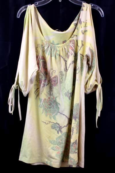 Womens Top By Charlotte Russe Yellow Floral Tied Sleeve Size S