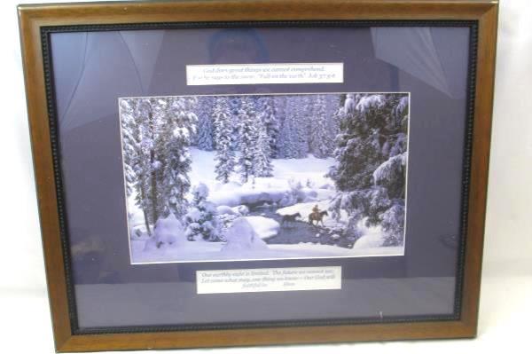 Framed Print of Person On Horseback Featuring Job 37: 5-9 With A Quote By Hess