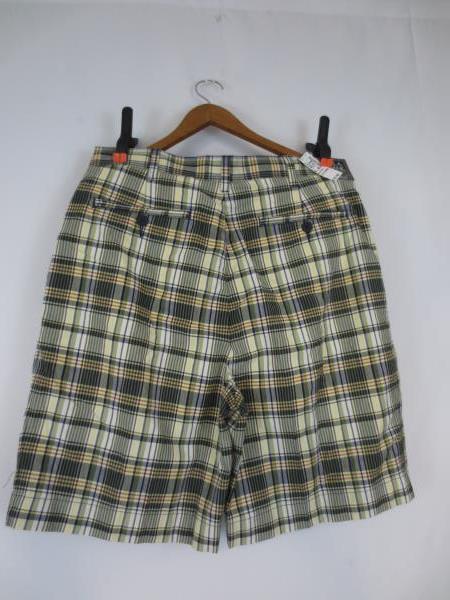 Men's JOS A BANK 100% Cotton Plaid Blue Green Checkered Shorts Size 34 NWT