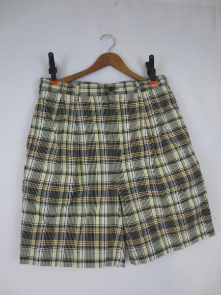 Men's JOS A BANK 100% Cotton Plaid Blue Green Checkered Shorts Size 34 NWT