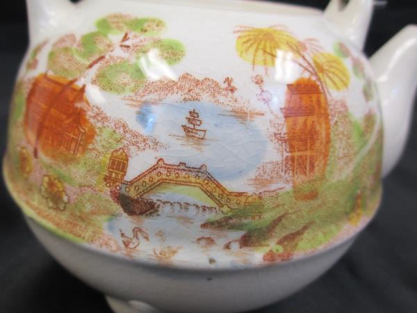 Vintage Porcelain Teapot Decorative Japanese Cultural Landscape
