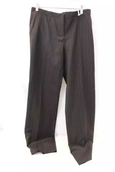 Mabitex Donna Dress Pants Black Gray Stripes 100% Virgin Wool Women's Sz 10 NWT