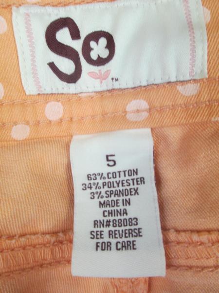 Women's Pants By So Lucky Salmon Pink w/ White Dots Size 5