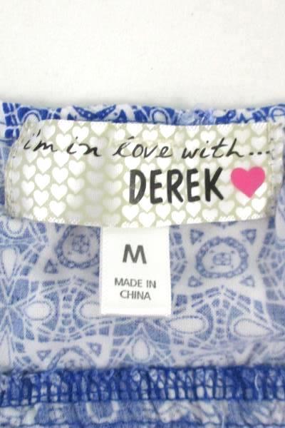 Women's I'm In Love With Derek Sleeveless Blue Floral Print Tank Shirt Size M