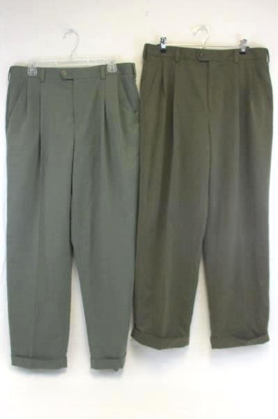 Lot of Two Men's Izod Dress Pants Size 34/40 Light and Dark Olive Green